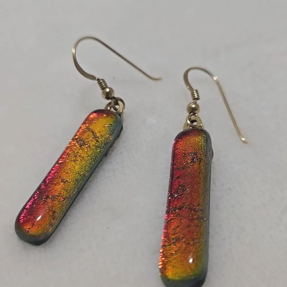 14k Gold Dichroic Glass Earrings